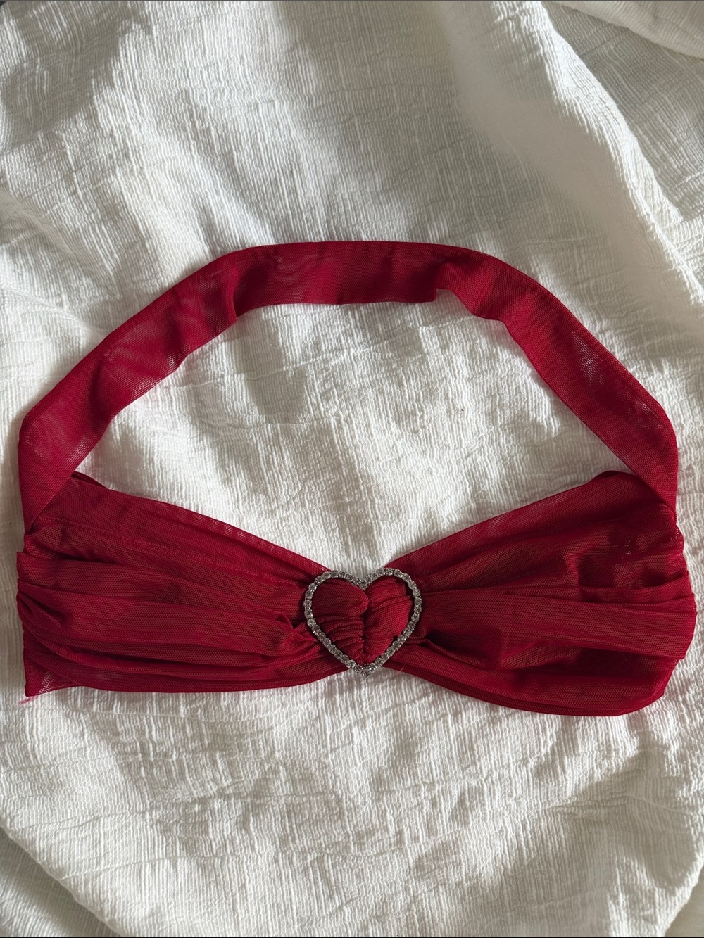 🆕 Frederick’s of Hollywood vintage 2000s red crystal heart halter bralette top
